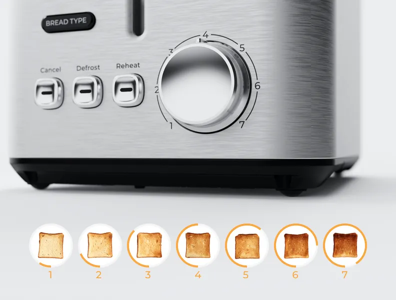 Perfectly toasted bread every time: 7 browning levels